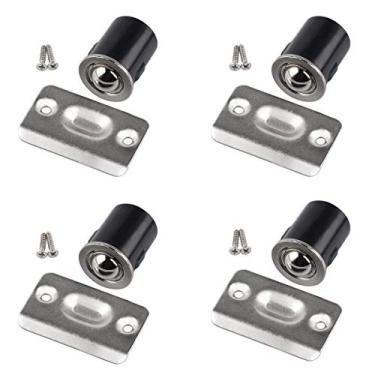 Imagem de HOMOTEK Pacote com 4 unidades de captura de bola com placa de ataque para portas de armário, níquel acetinado, 33/16 polegadas x 3 cm, bola de tensão ajustável