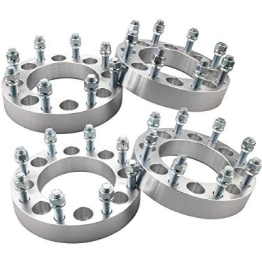 Imagem de Espaçadores de rodas DCVAMOUS 8x180 compatíveis com Chevy GMC 8 Lug, espaçador de rodas de 4 peças de 3,8 cm com parafusos 14x1,5 adequado para 2011-2019 Silverado 2500 3500 HD, 2011-2019 Sierra 2500 3500 HD