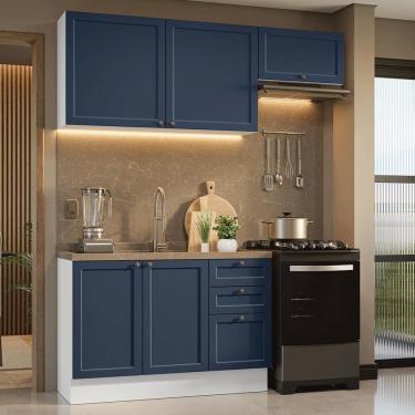 Imagem de Armário de Cozinha Compacta 180 cm Branco/Azul Vik Madesa 02