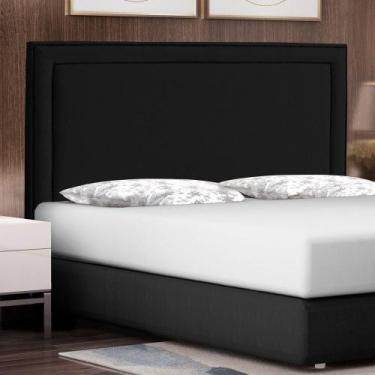 Imagem de Cabeceira Cama Box Casal Queen Size Maísa 160cm Com Frame Veludo Preto
