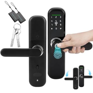 Imagem de Fechadura ElectróNica Inteligente Da Porta, 4 Maneiras De Abrir A Porta, Abertura De ImpressãO Digital, Abertura De CartãO Ic, Abertura De Senha, Abertura De Chave, Adequado Para A Maioria Das Portas
