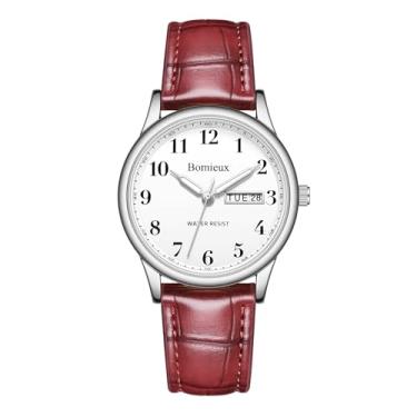 Imagem de VTAIGE Relógios masculinos, casual de negócios, relógio de quartzo à prova d'água com pulseira de couro, ponteiros luminosos, mostrador de data e dia, relógio social de negócios – Melhor presente para