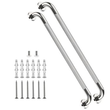 Imagem de Barra de apoio cromada para chuveiro de 81 cm – 3,1 cm de diâmetro, barra de segurança para parede de aço inoxidável ZUEXT, barra de equilíbrio para chuveiro de banheiro, suporte de trilho de mão de segurança, alça de assistência para idosos com deficiência