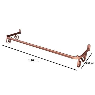 Imagem de Arara Fixa De Parede Tubo Oblongo Vintage 120 cm