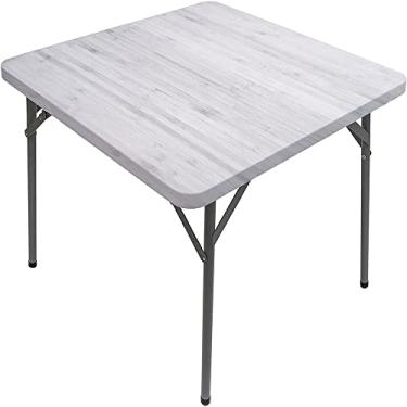 Imagem de CESGFC Toalha de mesa quadrada de madeira, estampa de textura de prancha de madeira, borda elástica, capa de mesa de jantar interna/externa, adequada para mesa quadrada de 107 x 106 cm