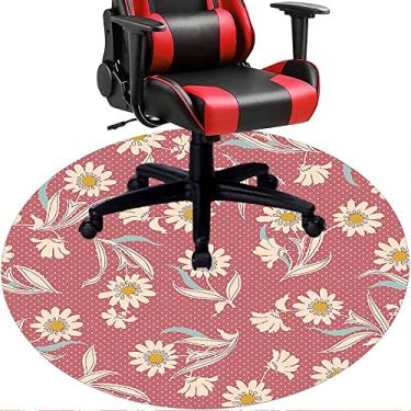 Imagem de Tapete de cadeira de escritório com flores, textura de flor, tapete de cadeira de mesa para piso de madeira de escritório em casa, protetor de piso de pilha baixa, redondo de 91 cm