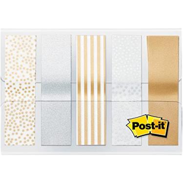 Imagem de Post-it Bandeiras, 100 unidades, 1,19 cm de largura, designs metálicos sortidos (684-metal)