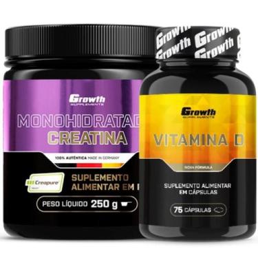 Imagem de Creatina Pura 250g Creapure + Vitamina D 75 Caps Growth