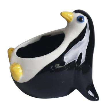 Imagem de Fenteer Vaso de flores moderno e exclusivo com drenagem, vaso de cerâmica prático e bonito para pátio, quintal, jardim, mesas, plantas pequenas, 7.4 Cm X 9.4 Cm X