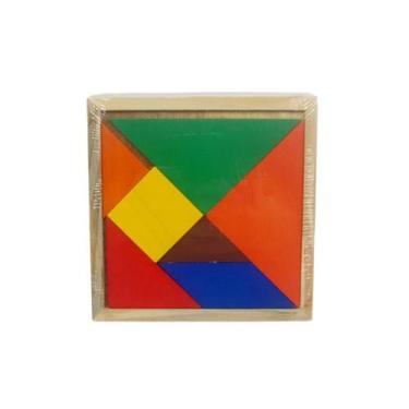 Imagem de Tabuleiro Didático Educativo de Encaixe Quebra Cabeça Geométrico Tangr