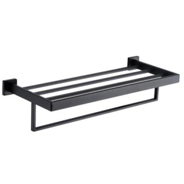 Imagem de Conjunto de acessórios para banheiro em aço inoxidável preto, porta-toalhas, suporte para papel higiênico, acessórios para banheiro (toalheiro MB)