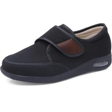 Imagem de Sapatos Diabéticos Para Homens, Sapatos Ortopédicos Ajustáveis De Largura Larga, Calçado Cirúrgico Sapato Ortopédico, Sapatos De Largura Extra Larga Para Edema De Pés Inchados, Black, 47 EU