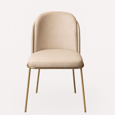 Imagem de Cadeira Estofada com Encosto Curvo e Base em Aço Carbono – Luna Exclusiva