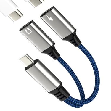 Imagem de Adaptador USB C (2 em 1) conector duplo tipo C carregador divisor de cabo para iPhone 16 15 dongle de carregamento para Apple compatível com Samsung para iPad AUX DAC fone de ouvido conversor de porta