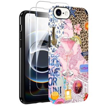 Imagem de Zrutru Capa Cheetah para iPhone 16 E, linda capa de telefone leopardo com 2 protetores de tela de vidro temperado estampa floral animal design estético capa protetora para meninas e mulheres