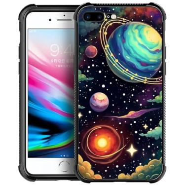 Imagem de Capa para iPhone 8 Plus Fantasia Espaço Gráfico Colorido para Meninas e Meninos, Design Padrão de Imagem À Prova de Choque Antiarranhões Capa de Telefone Rígida PC Capa Traseira para Apple iPhone 7/8