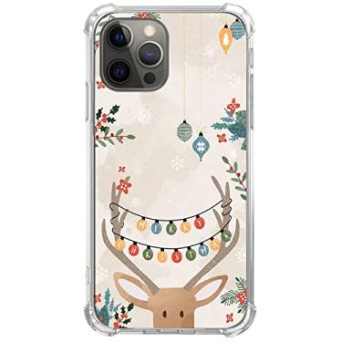 Imagem de Fisgerod Capa de telefone de rena de Natal para iPhone 16 Pro Max, linda capa de rena do Papai Noel de Natal para meninas meninos mulheres homens, capa protetora de TPU moderna exclusiva