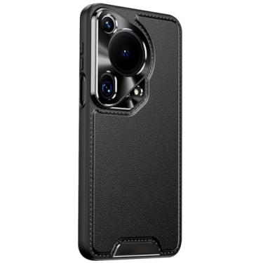 Imagem de LTLMYDAM Capa ultrafina para Huawei Pura 70 Ultra/70 Pro/70 Pro+/70, Capa de telefone leve de couro com textura de lichia estilo comercial masculina e feminina, preta, 70 Pro