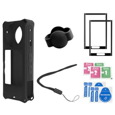 Imagem de Capa protetora de silicone Insta 360 X5 com tampa de lente, protetor de tela para acessórios Insta 360 X5, kit de acessórios de proteção 360 X5 (preto)