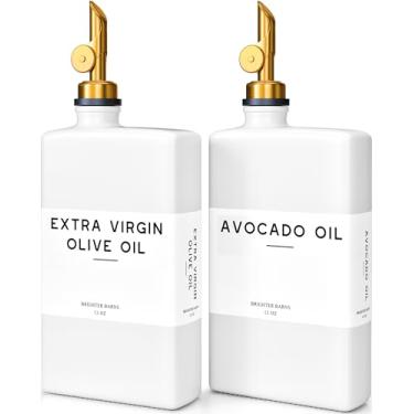 Imagem de Brighter Barns Frasco dispensador de azeite de oliva de vidro branco para cozinha, conjunto dispensador de óleo de abacate, garrafa de xarope de baunilha - decoração moderna, acessórios de cozinha