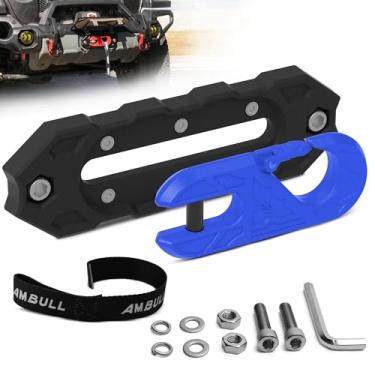 Imagem de AMBULL Guincho de reboque com gancho de reboque, atualização Al Hawse Fairlead com gancho de guincho de aço forjado G80 para guincho elétrico, resistência à ruptura de 14,968 kg, para gravação de