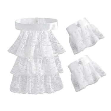 Imagem de Deevoka Conjunto de jabot e algemas de renda branca removível para adultos para festas de palco cosplay