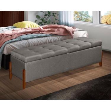 Imagem de Calçadeira Baú Recamier Sapateira Viena 195cm P/ Cama King em Linho - 