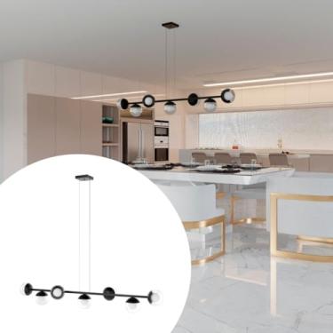 Imagem de Lustre Pendente de Teto Jabuticaba 5 metros 7 Vidro Globo - Bivolt - PRETO/TRANSP