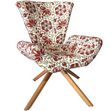 Imagem de Poltrona Elegance Base Giratória Ferro e Madeira Cazoli Laranja Imperm