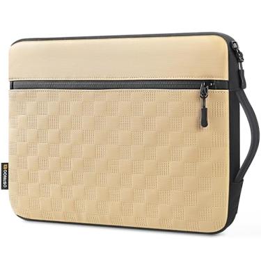 Imagem de DOMISO Capa para laptop de 15,6 polegadas com alça, capa protetora à prova d'água para a maioria dos laptops de 15,1 a 15,6 polegadas como MacBook Air, Dell XPS 15, HP Envy, bege