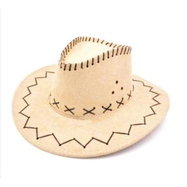 Imagem de Chapéu De Cowboy Unissex Estilo Camurça Com Abam Custura Externa Robustica Cor:bege