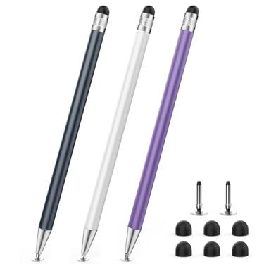 Imagem de Caneta Stylus 2 em 1 da Digiroot,Caneta Touch Adequado Para Todos os Tipos de Telas Sensíveis ao Toque, Compatível com Apple, Samsung, Lenovo e Xiaomi(preta, branca e roxa)
