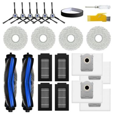 Imagem de aoteng Peças de reposição para ECOVACS DEEBOT T50 Pro Omni / T50 Omni Robot Kit de acessórios para aspirador de pó 21 pacotes 2 escovas principais, 4 filtros, 6 escovas laterais, 4 panos de esfregão