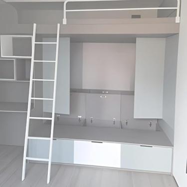 Imagem de Escada De Cama Loft Apenas, Cama Elevada Dupla Escadas De Escalada Para Dormitório, Rv, Reboque, 4 5 6 7 Degraus Escada Ajustável De Beliche Superior, Fácil Montagem, White, 1.7m(67in)