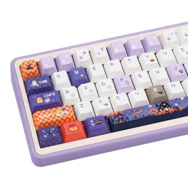 Imagem de COOMICKEY Cute Keycaps, Cherry Profile PBT Keycaps 130 teclas tingida-sublimação conjunto de teclas personalizadas para 61/64/68/84/87/100/104/108 Cherry Gateron MX Switchs, teclado mecânico para