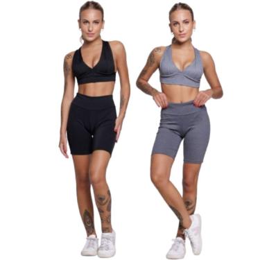 Imagem de KIT 2 Conjunto Top Bojo e Bermudinha Serra e Mar Roupa Para Academia Treino Moda Fitness-Feminino