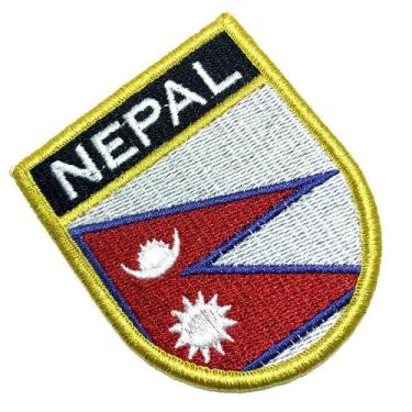 Imagem de Bandeira Nepal Patch Bordada Fecho Contato Gancho - BR44