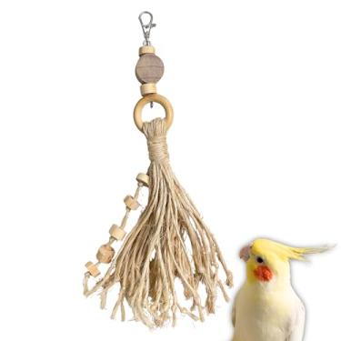 Imagem de Brinquedo para Calopsitas, Mordedor Natural de Sisal, 25cm de Comprimento, Enriquecimento Ambiental para Aves