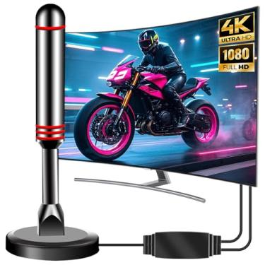 Imagem de Antenas de TV, antenas de TV digital internas, antenas de TV para canais locais com base magnética forte, longo alcance para receber antena HDTV de canais 4K 1080p (V011-3)