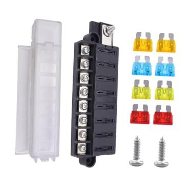 Imagem de UGPLM Suporte de fusível de 8 vias, rv, iate, caixa de fusíveis, acessórios, capa de proteção para trailer de carro, veículo suv, instalação simples e