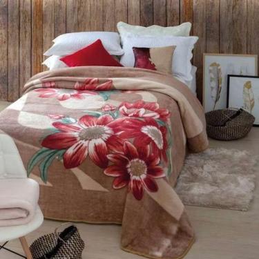 Imagem de Cobertor Jolitex Casal Kyor Plus 1,80x2,20m Perugia, Bege e vermelho, 