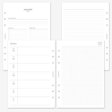 Imagem de MAY PAPER CO. Refil de agenda semanal A5 2026, agenda semanal em duas páginas para Filofax A5 e LV GM Agenda de 6 anéis (semanal com grade)