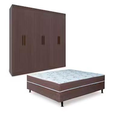 Imagem de Guarda-roupa Casal Bartira Ville + Cama Box Conjugada Café