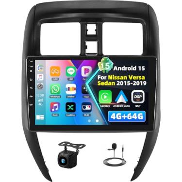 Imagem de [4G + 64G] Android 15 estéreo para carro Nissan Versa Sedan Radio 2015-2019 com carro sem fio CarPlay Android Auto, rádio automotivo com tela sensível ao toque de 10,1 polegadas com link espelhado