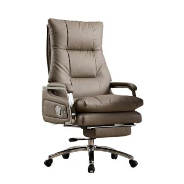 Imagem de ZzleoyuUUs-12 Cadeira de escritório executiva de couro genuíno com reclinável e massagem para cadeira de computador confortável para sentar por muito tempo