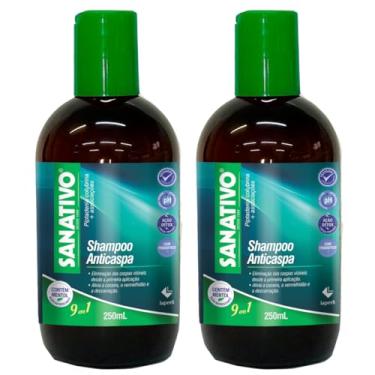 Imagem de Kit 2 unidades - Shampoo Anticaspa Sanativo 250mL – Com Aroeira, Chá Verde, Melaleuca, Mentol, Ácido Lático, Salgueirinha e Salgueiro Branco | Combate Caspa, Oleosidade, Coceira e Refresca o Couro Cabeludo