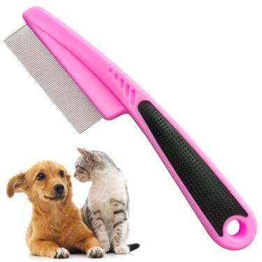 Imagem de GNAWRISHING Pente de pulgas 1 peça com dentes de alta resistência para remoção de manchas de lágrimas para animais de estimação, conjunto de pente de limpeza eficaz para cães e gatos (rosa)