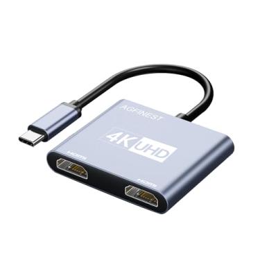 Imagem de Adaptador USB C para HDMI duplo 4K a 60hz, divisor HDMI para monitor duplo, conversor tipo C para HDMI para MacBook Pro Air 2020/2019/2018, iPad Pro 2018, Dell XPS 12/13/15, Surface Book e mais