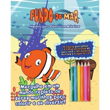 Imagem de Fundo do Mar Histórias para Colorir com Adesivos