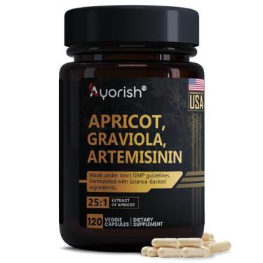 Imagem de Suplemento de extrato de damasco Ayorish 1000 mg com graviola 120 cáps